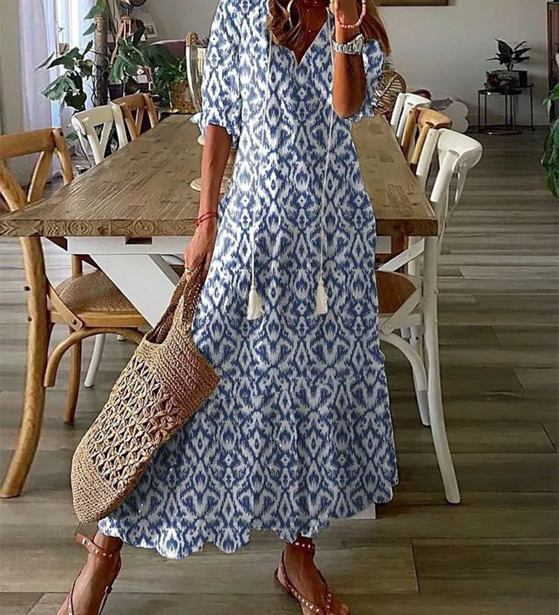 Michaela - Boho Suknelė su Pilvo Dangteliu