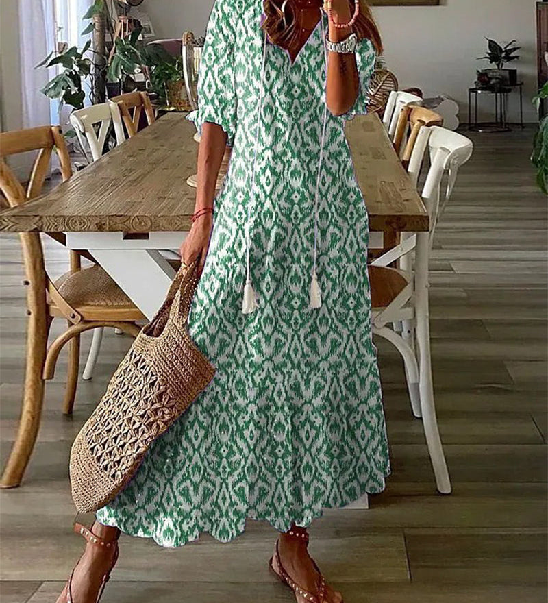 Michaela - Boho Suknelė su Pilvo Dangteliu