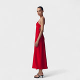 Solène  | Raudona minimalistinė suknelė, elegantiško ir minimalistinio dizaino