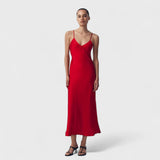 Solène  | Raudona minimalistinė suknelė, elegantiško ir minimalistinio dizaino