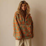 Hazel | Patogus Gėlių Sherpa Fleece Megztinis