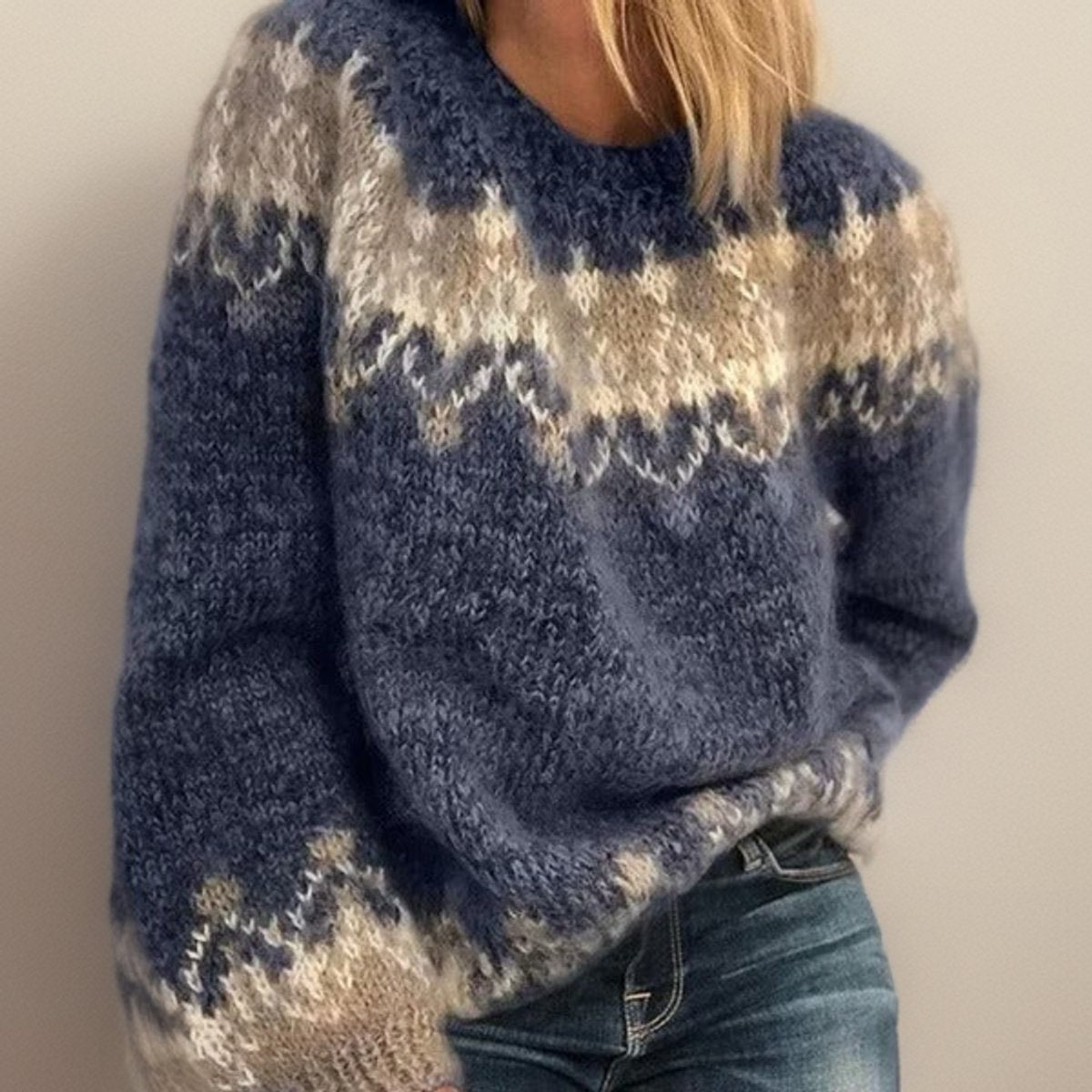 Anna | Patogus Šiaurės Jacquard Megztinis