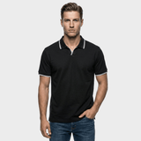 Jesper™ | Juoda polo marškinėliai su V formos iškirpte