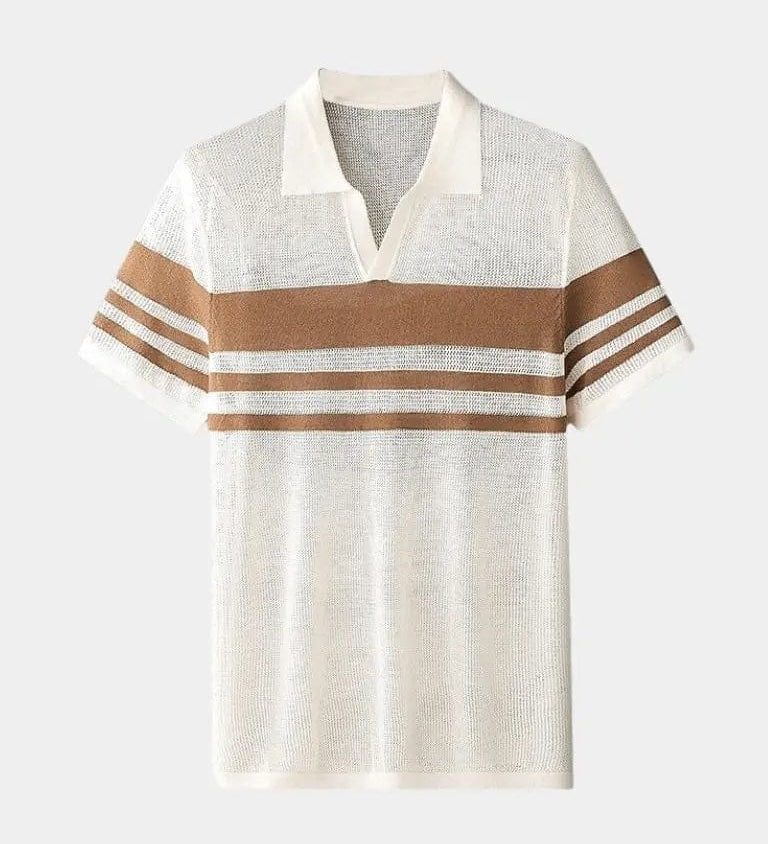 George™ | Karamelinis dryžuotas polo marškinėliai