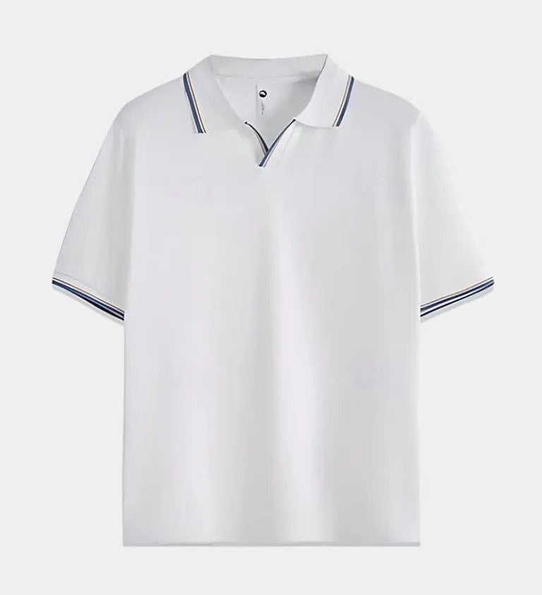 Jesper™ | Juoda polo marškinėliai su V formos iškirpte