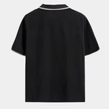 Jesper™ | Juoda polo marškinėliai su V formos iškirpte
