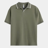Jesper™ | Juoda polo marškinėliai su V formos iškirpte