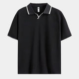 Jesper™ | Juoda polo marškinėliai su V formos iškirpte