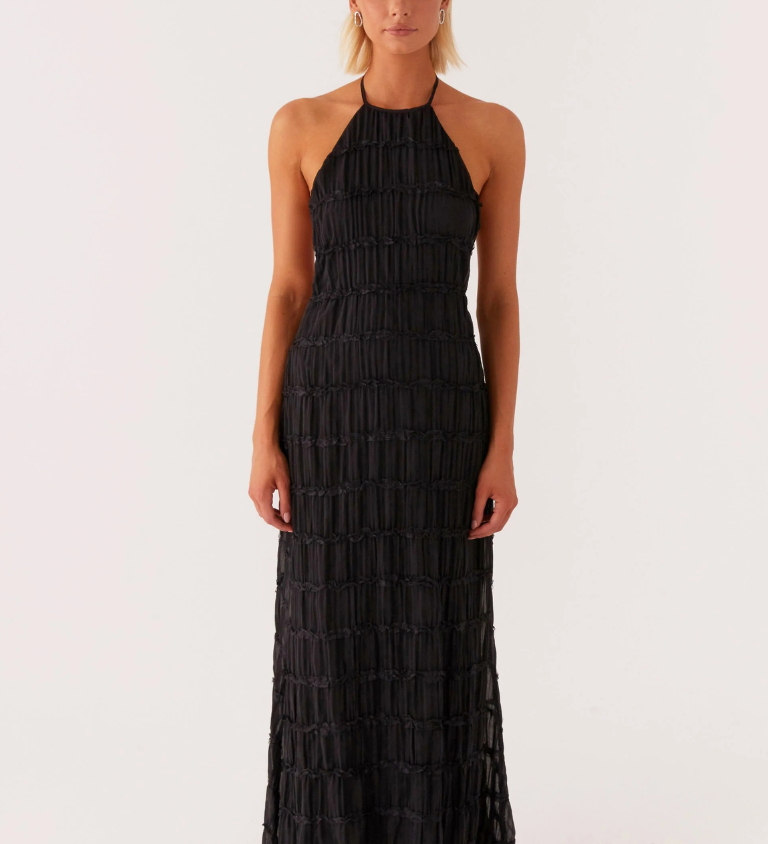 Katalina – Juoda Maxi Suknelė Halter