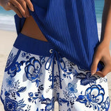 Maria – Spausdintas Tankini Topas ir Šortai, Dvi Dalys