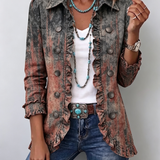 Bristow | Vintage Gradient Textured Ruffle Jacket for Women