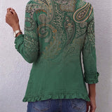 Jemara | Bohemiškas Paisley Raštas Ruffled Striukė Moterims