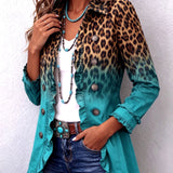 Elspeth | Leopardo Ombre Ruffles Švarkas Moterims