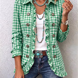Charlene | Gingham Rufflesmygtukinė striukė moterims