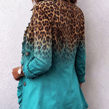 Elspeth | Leopardo Ombre Ruffles Švarkas Moterims