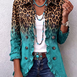 Elspeth | Leopardo Ombre Ruffles Švarkas Moterims