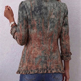 Bristow | Vintage Gradient Textured Ruffle Jacket for Women