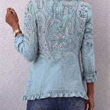 Estrella | Vintage Paisley Spausdinimo Ruffled Striukė Moterims