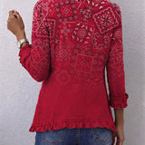 Criselle | Paisley Ombre Spalvos Ruffles Švarkas Moterims