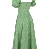 Aviana - Puff Sleeve Gėlėta Suknelė