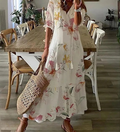 Michaela - Boho Suknelė su Pilvo Dangteliu