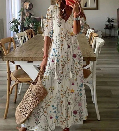 Michaela - Boho Suknelė su Pilvo Dangteliu